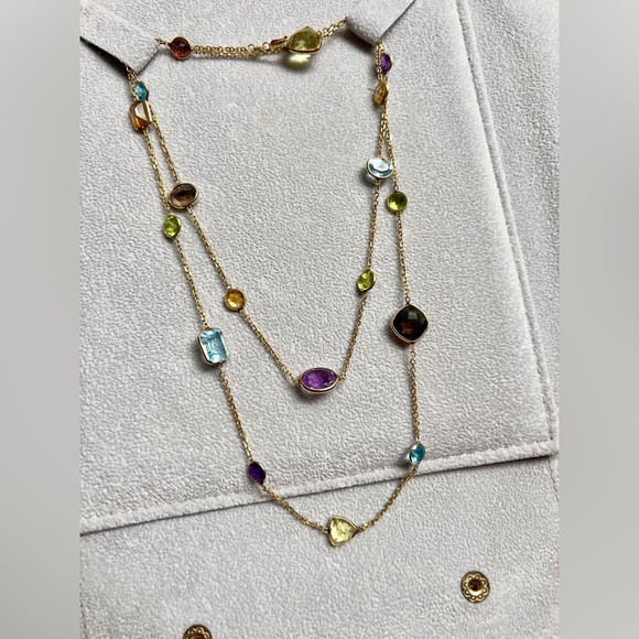NEVER WORN 14K GOLD 30″ MULTI STONE NECKLACE - Picture 7 of 7